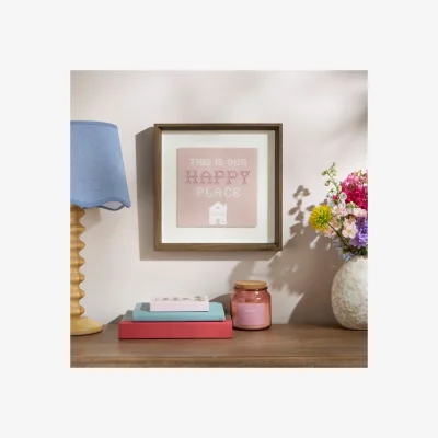 Dunelm Happy Place Embroidered Framed Print