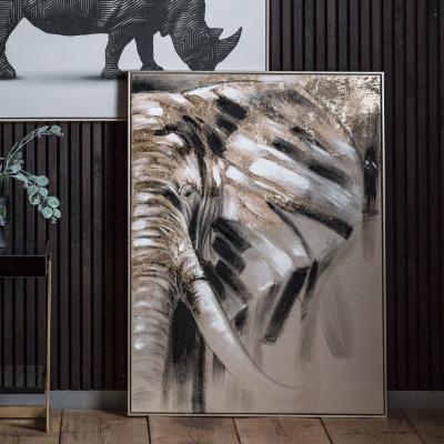 Dunelm Lone Elephant Framed Canvas MultiColoured