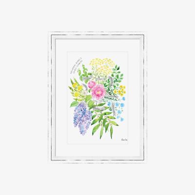 Dunelm The Art Group Culinary Herbs & Edible Flowers Watercolour Bouquet Framed Print MultiColoured