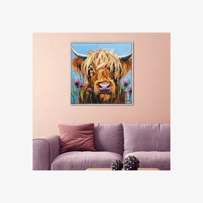 Dunelm Highlander by Louise Brown Framed Canvas