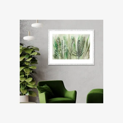 Dunelm The Art Group Ferns II Framed Print Green