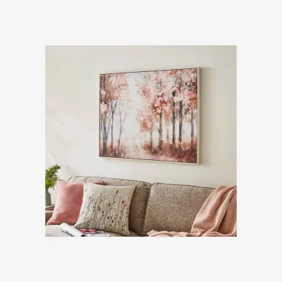 Dunelm Pink Blossom Forest Framed Canvas
