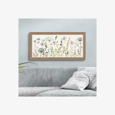Dunelm Artko Dusky Blue Blooms Framed Print