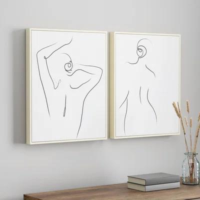 Dunelm Set of 2 Nude Lady Capped Canvas' White