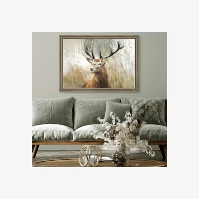 Dunelm Cedar & Sage The Duke Stag Framed Canvas Gold