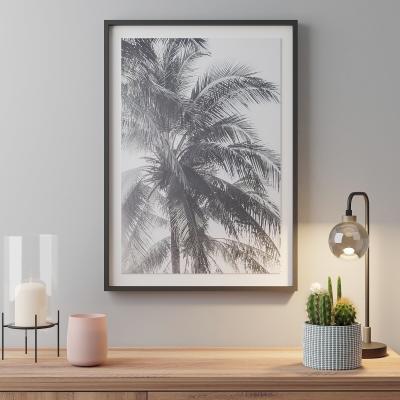 Dunelm Palm Leaf Photography 2 White and Grey