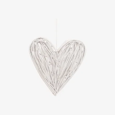 Dunelm Small White Wicker Hanging Heart White
