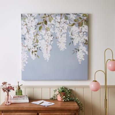 Dunelm Blue Wisteria Canvas 80x80cm Blue