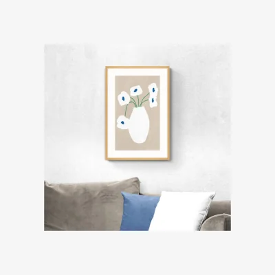 Dunelm Vase of Flowers Framed Print Natural