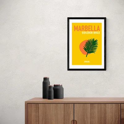 Dunelm East End Prints Marbella Golden Coast Spain Print Green/Yellow/Orange