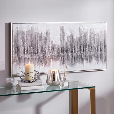 Dunelm Sparkle Glitter Abstract Canvas Silver