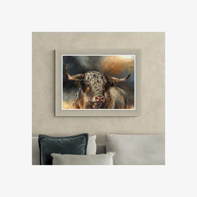 Dunelm Kyloe Bull Framed Print Natural