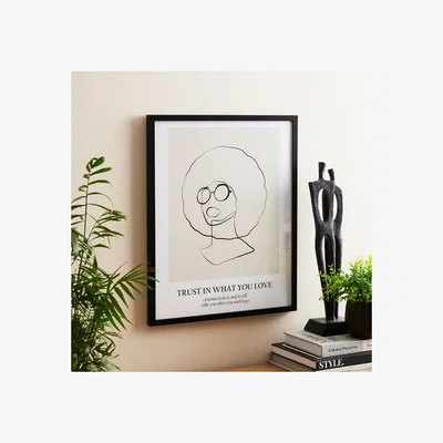 Dunelm Trust In Love Line Drawing Framed Print, 42 X 52cm White