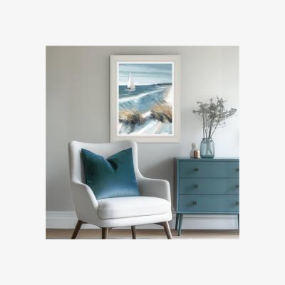 Dunelm Cedar & Sage White Sails Framed Canvas