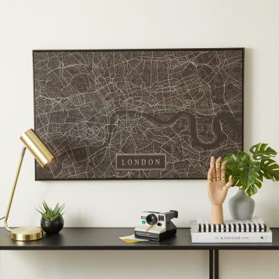 Dunelm London Map Black Capped Canvas Black