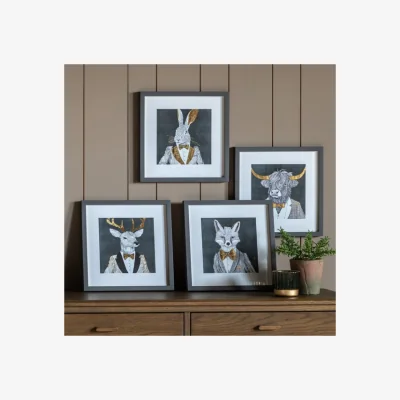 Dunelm Cedar and Sage The Four Woodland Gentlemen Framed Print