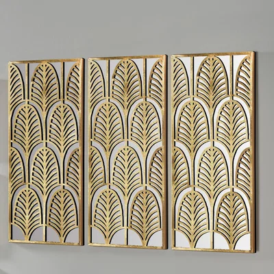 Dunelm Rectangular Gold Metal Mirrored Wall Art Gold