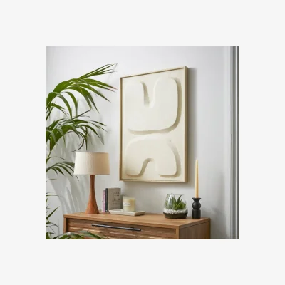 Dunelm White 3D Abstract Framed Canvas