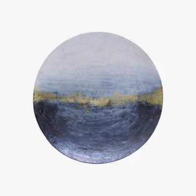Furniture Village Large Blue and Gold Abstract Wall Disc
