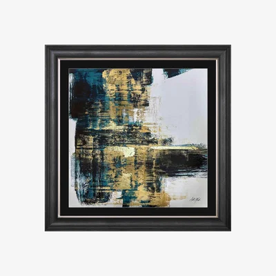 Furniture Village Teal and Gold Abstract II Framed Picture