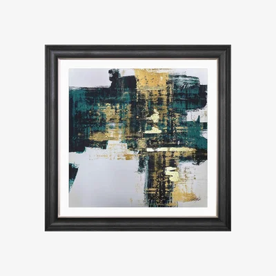 Furniture Village Teal and Gold Abstract I Framed Picture