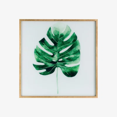 Furniture Village Cheese Plant Glass Picture Gold