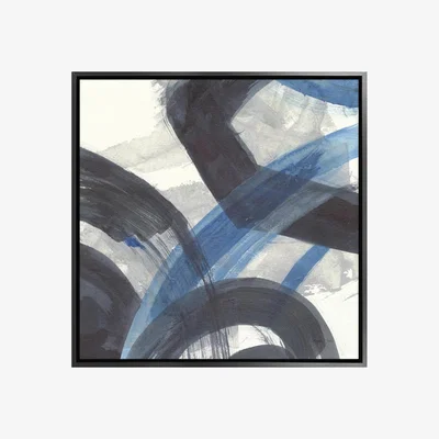 Furniture Village Blue Brushy Abstract I Framed Canvas