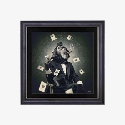 Furniture Village Monkey Poker Framed Art