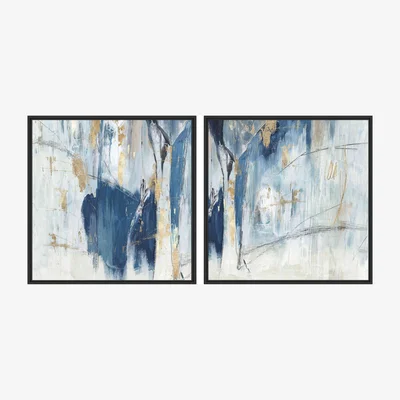 Furniture Village Navy Gold Set of 2 Framed Canvas