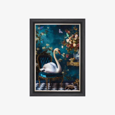 Furniture Village Stately Swan Velvet Framed Picture