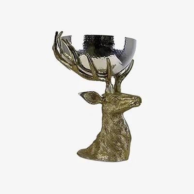 Furniture Village Stag Head in Antique Gold Finish with Hammered Bowl