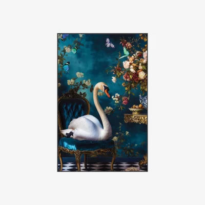 Furniture Village Stately Swan Velvet Framed Canvas