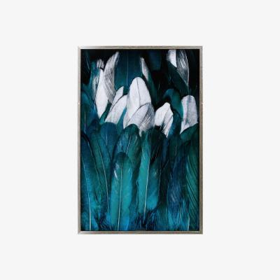 Furniture Village Teal and Silver Feather Glass Image Silver Frame