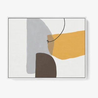 Furniture123 Mustard & Grey Minimalist Abstract Canvas Print - Abstract House