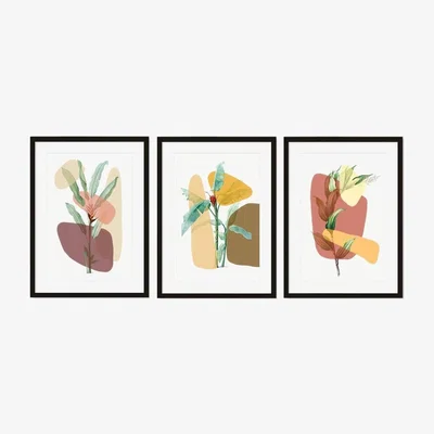 Furniture123 Abstract Botanical Set of 3 Wood Framed Prints - Abstract House