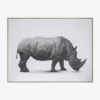 Furniture123 Tribal Rhino Abstract Framed Canvas - Caspian House