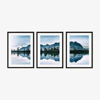 Furniture123 The Lake Set of 3 Wood Framed Prints - Abstract House