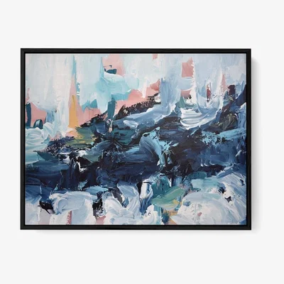 Furniture123 Pink & Blue Large Framed Canvas Print - Abstract House