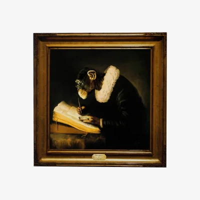 French Bedroom Portrait of Chimpspeare Printed Canvas