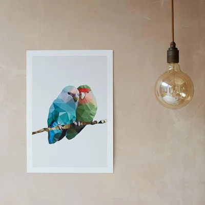 Graham & Green Geometric Two Love Birds Print