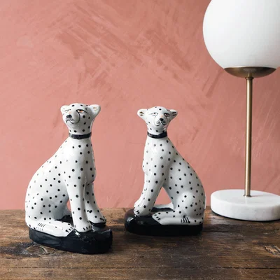 Graham & Green Set of Two Sitting Leopards