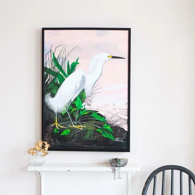 Graham & Green Medium Framed Pink Sky Heron Print