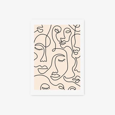Habitat East End Prints Single Line Faces Unframed Wall Print - A3