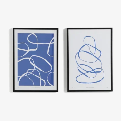 Habitat Habitat Blue Abstract Framed Wall Art - Twin Set - A4