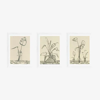 Habitat EEP Elena Blanco Botanical Triptych Set Framed Print - A2