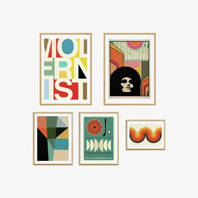 Habitat EEP Deltanova Retro Framed Print  - Gallery Sets