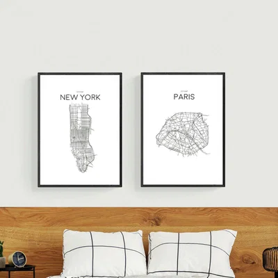 Habitat EEP Rafael Farias NY & Paris Twin Set Framed Print - A1