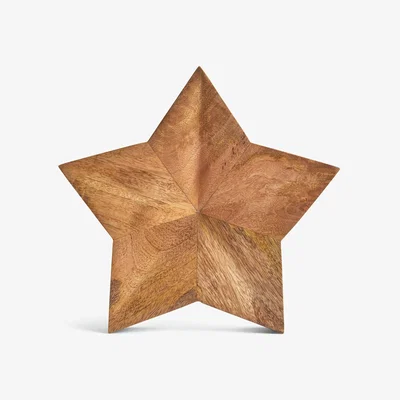 Habitat Habitat Mango Wood Star Wall Hanging - Natural - 27x26cm
