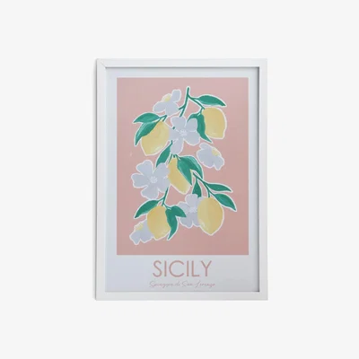Habitat Habitat Sicily Floral Framed Wall Art - 29x42cm