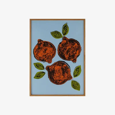 Heal's Stoff Studios Frutetto Arancia on Light Blue Print 50 x 70cm